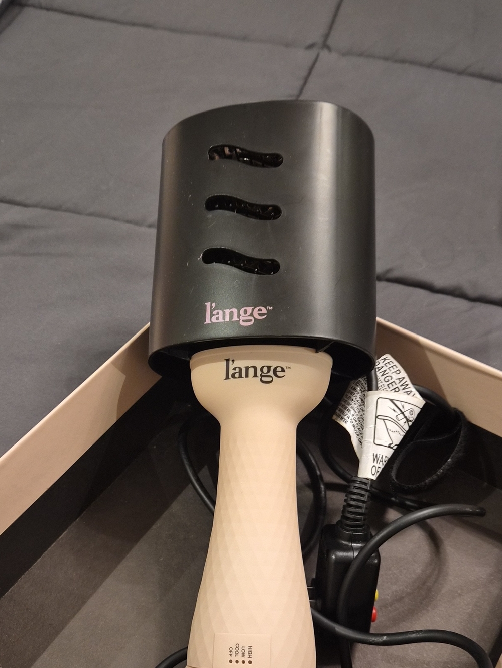 L'ange Black and Cream Hair Tool Holder and Handle